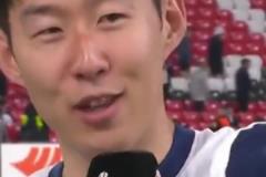 孫興慜賽后采訪對凱恩說：凱恩！我們也贏了！